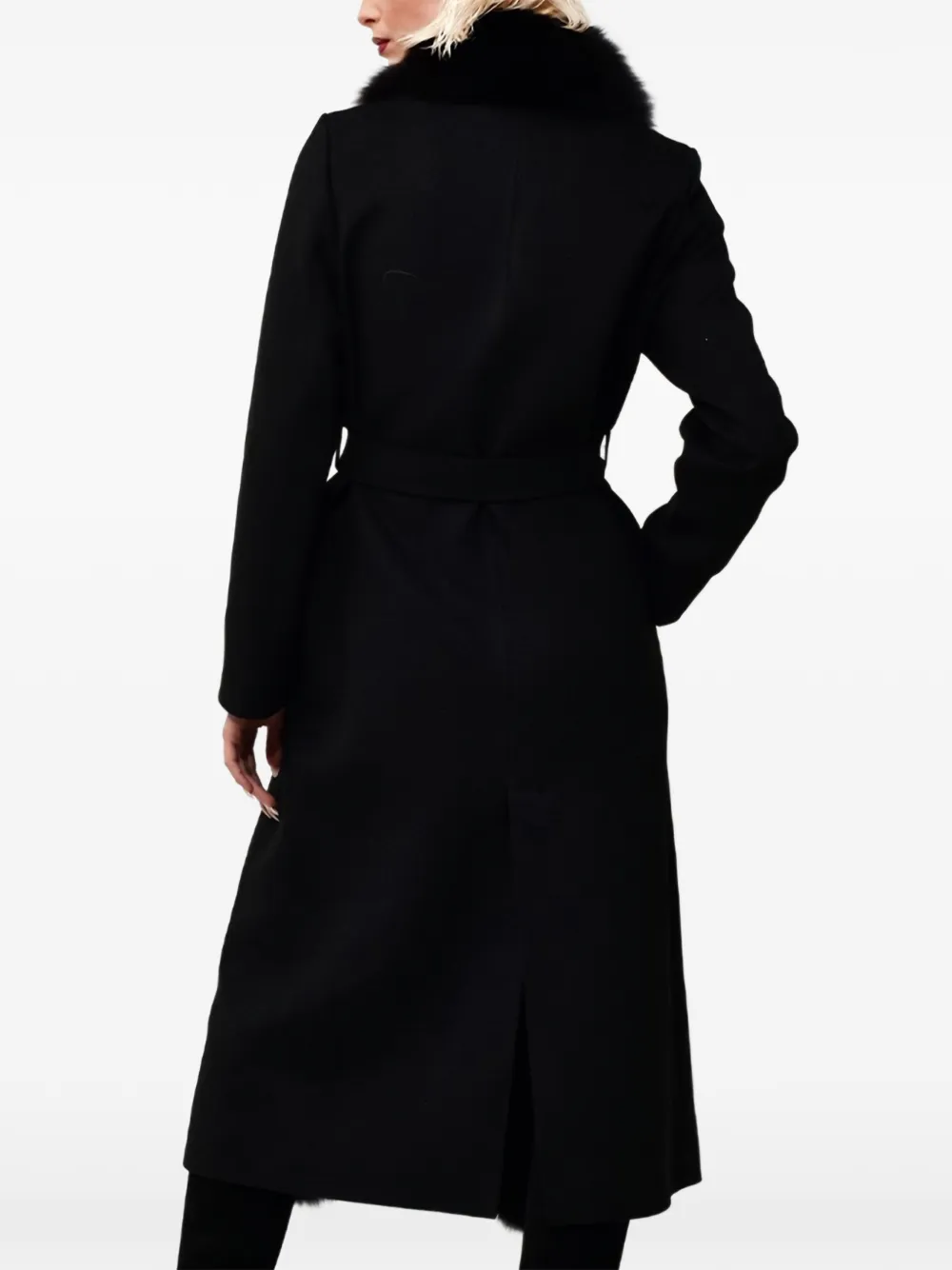  Poche Paris Single-breasted Belted Coat - Black 