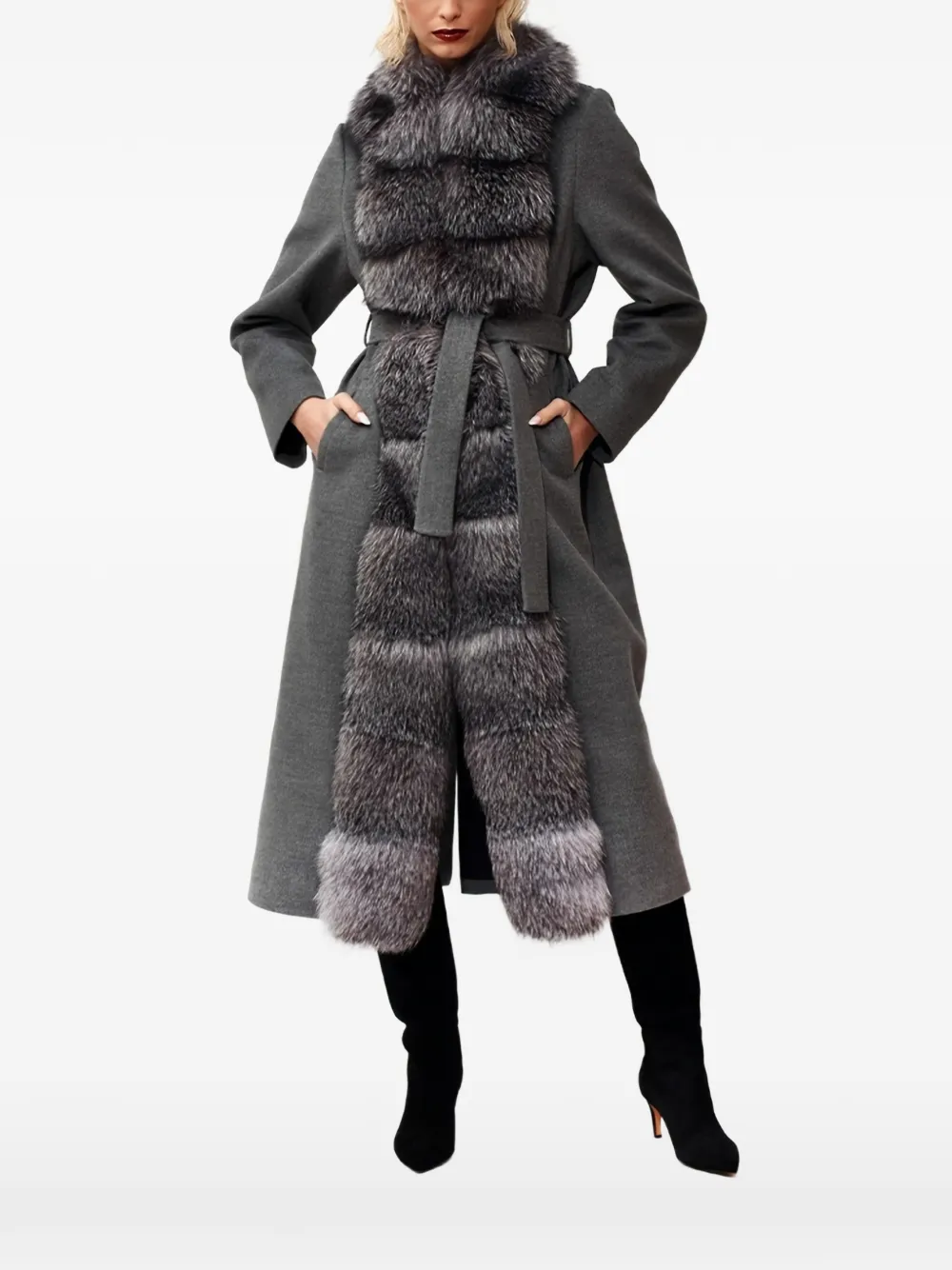 Poche Paris belted midi coat | Grey | Image 1