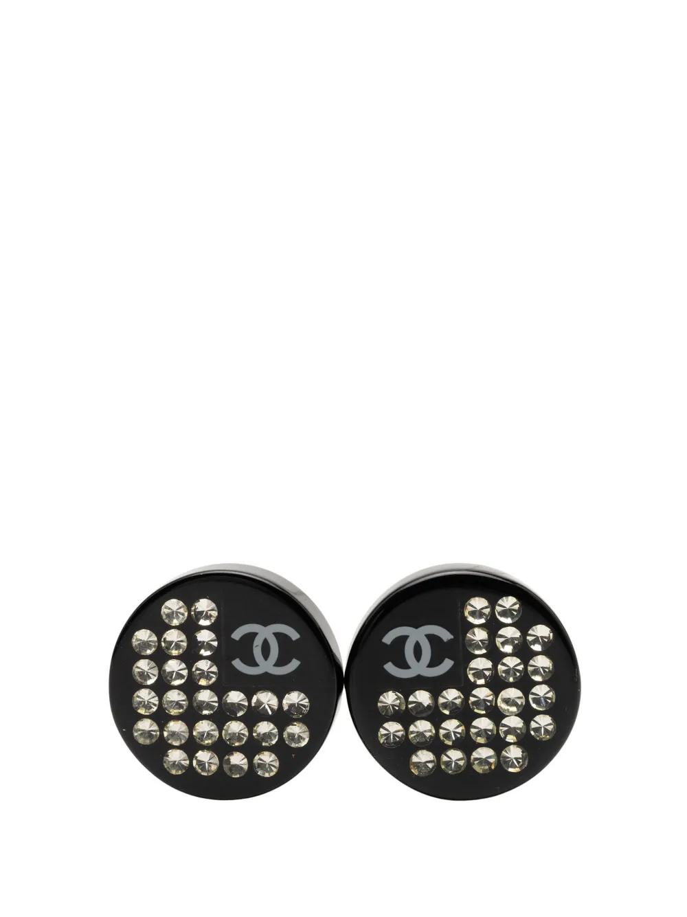 CHANEL Pre-Owned 2005 CC Resin Crystal Button Clip On Earrings costume earrings - Nero