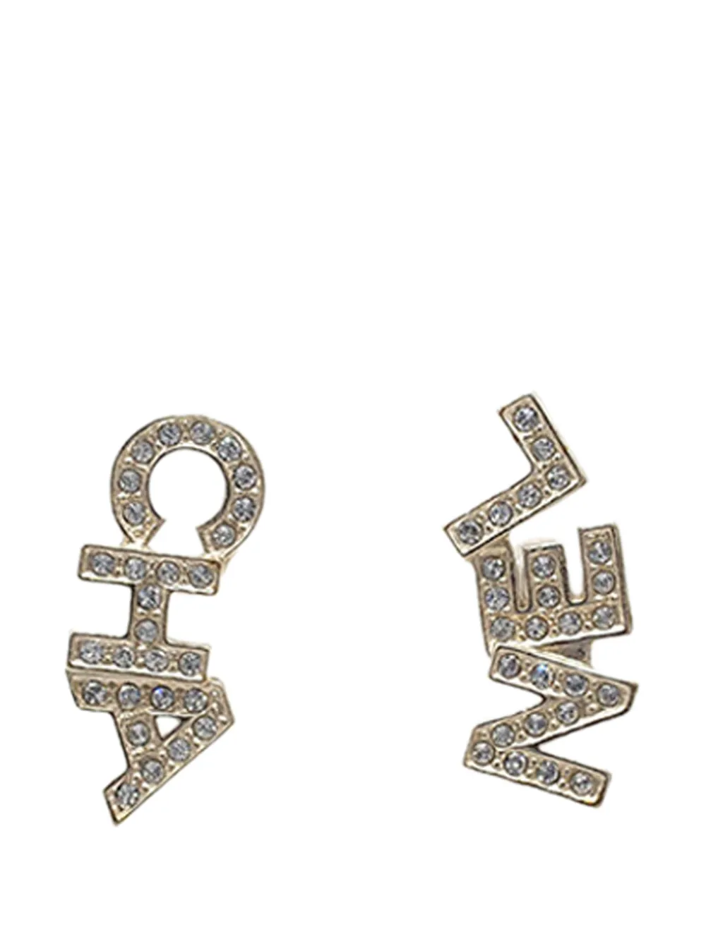 CHANEL Pre-Owned 2020 CC Gold Plated Crystals Logo Push Back Earrings costume earrings - Oro