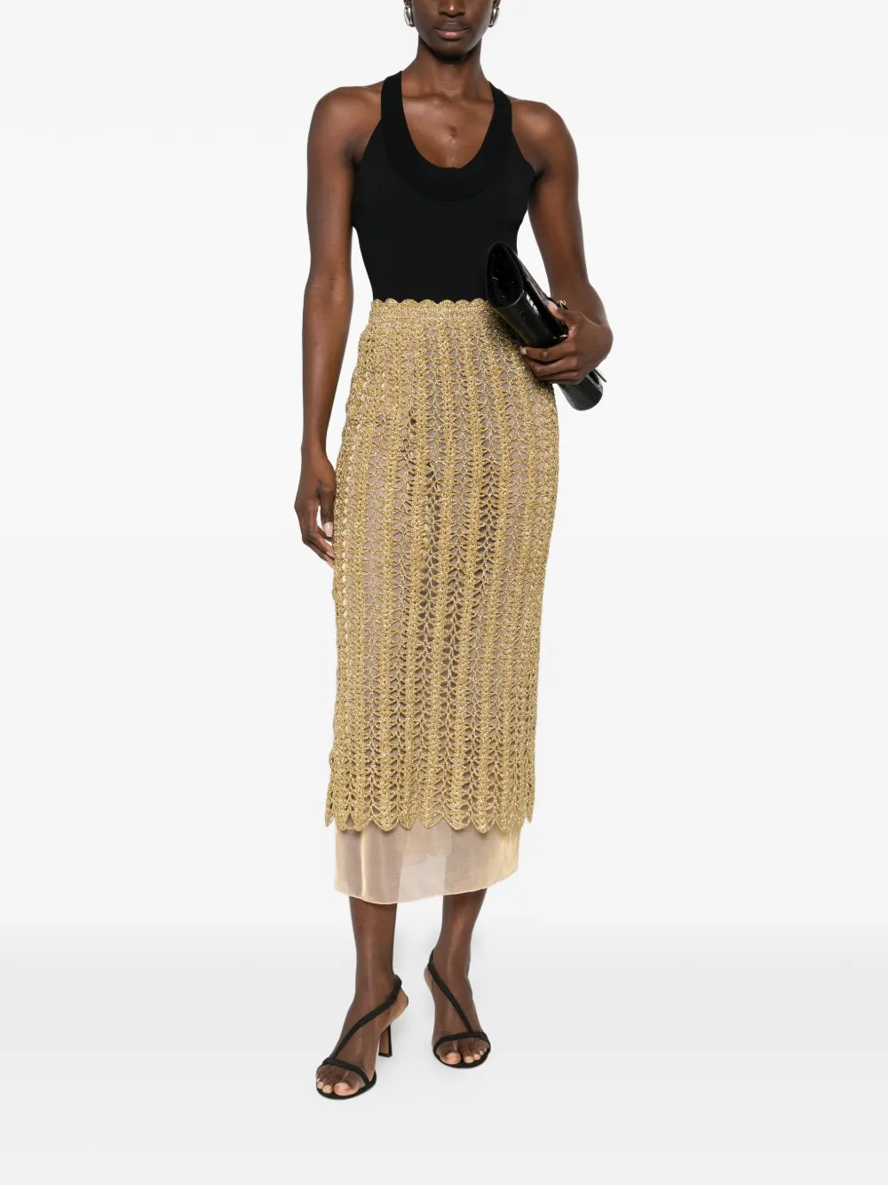 Atu Body Couture open-knit midi skirt - Goud