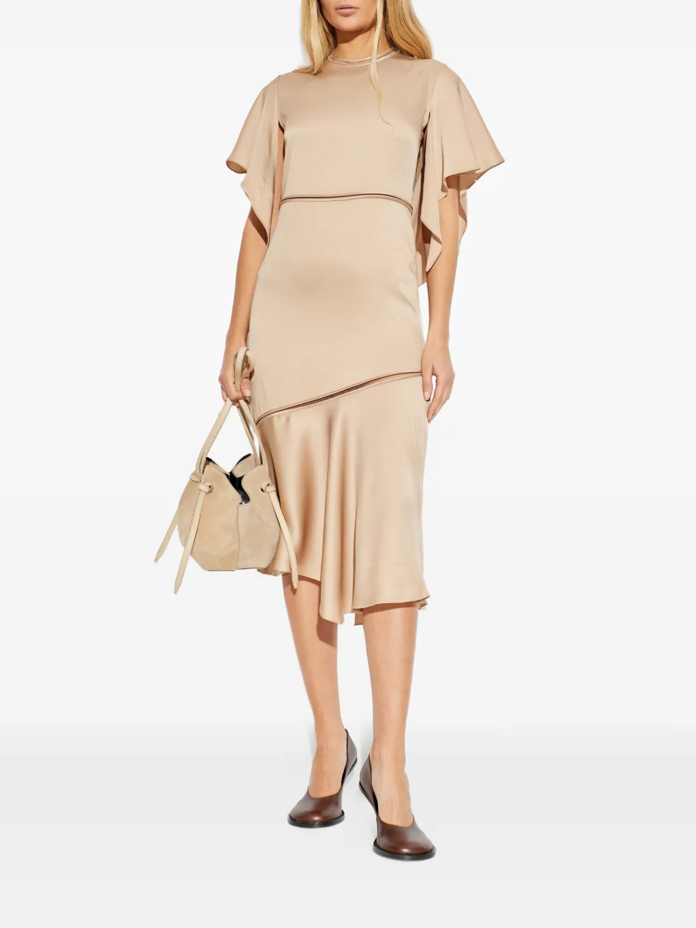 Fabiana Filippi layered asymmetrical-hem dress - Beige