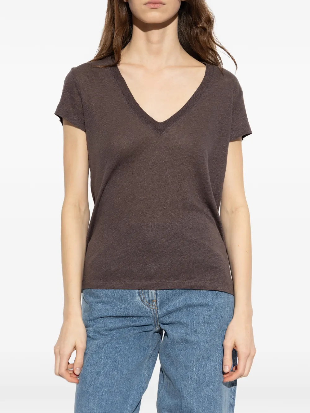  Iro Rodeo V-neck T-shirt - Brown 