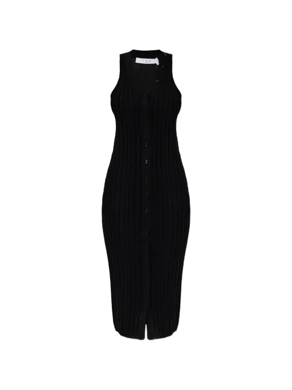 black ribbed button front midi dress ASOS Design - Button Down Rib Knit Midi Dress - Women - Cotton/Spandex - 0 US