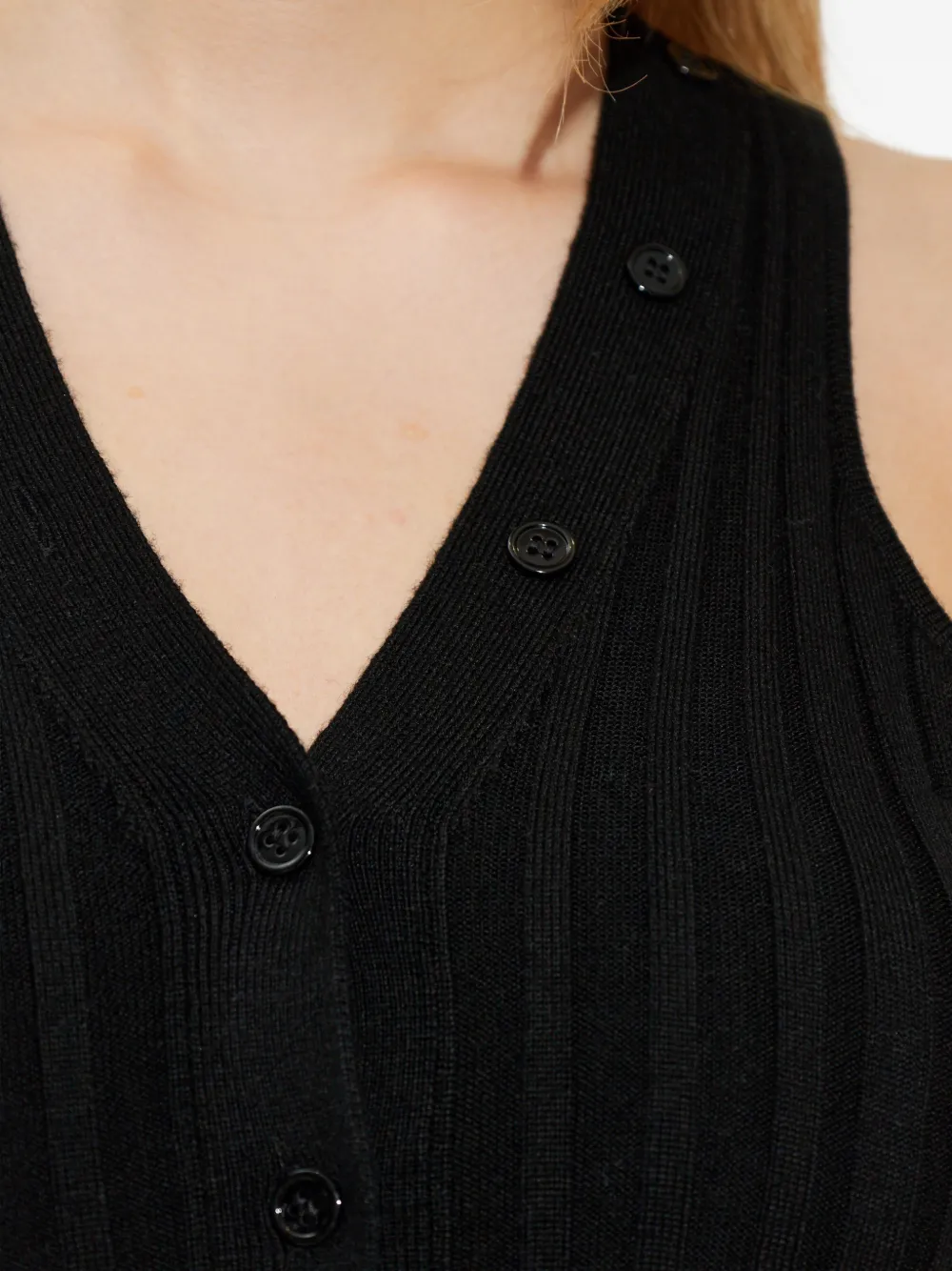 Lyliane Button-Up Ribbed Midi Dress