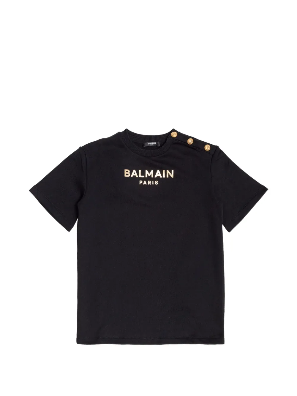 Balmain Kids gold-button logo T-shirt - Nero