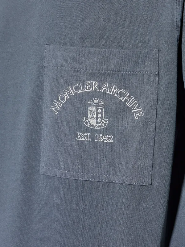 MONCLERMAGLIAT-SHIRTM/LUNGA メッシュ長袖カットソー Moncler Camiseta Mangas Longas | Azul | FARFETCH BR
