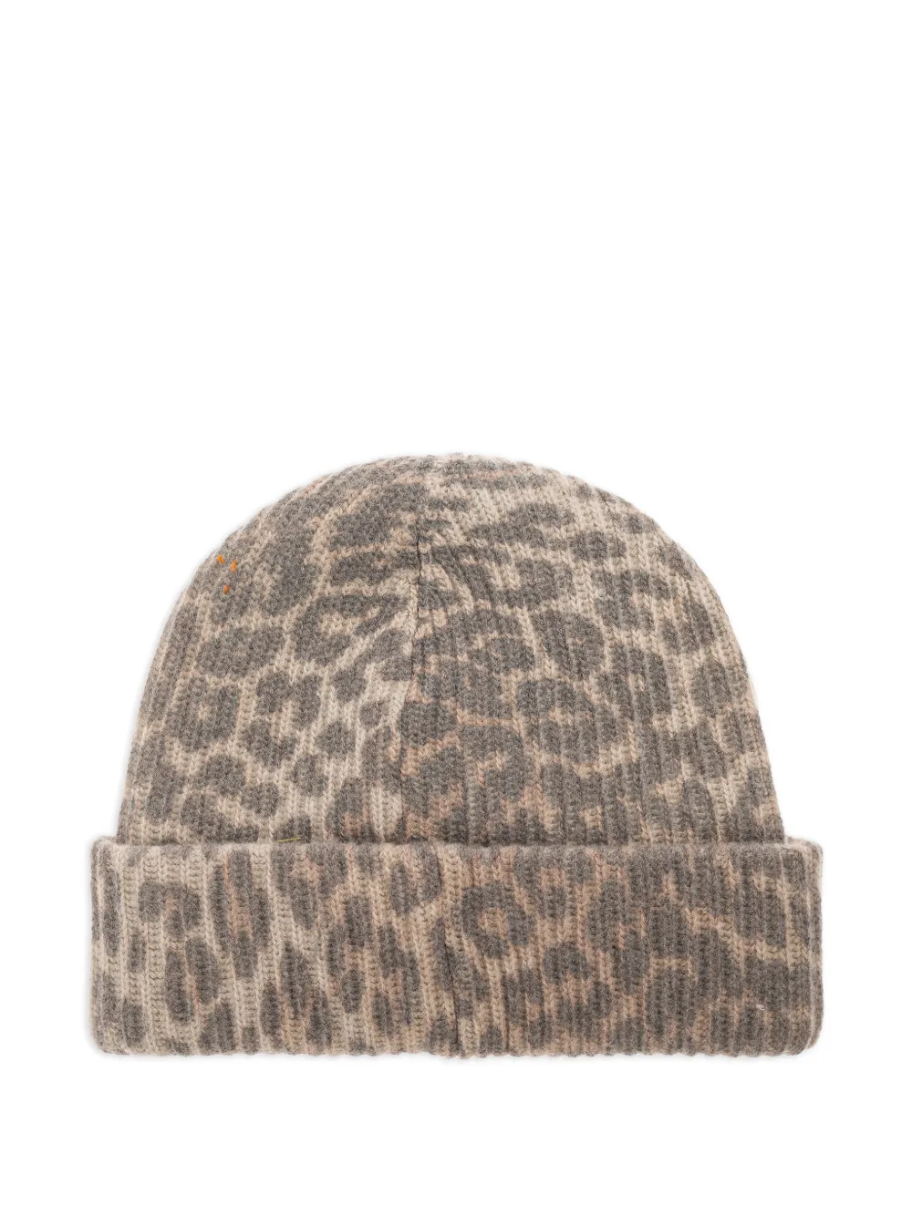  Ganni Leopard Logo Beanie Hat - Brown 