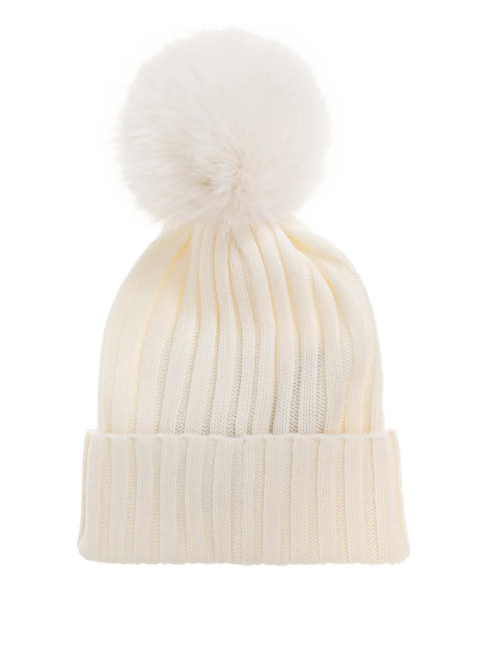 Moncler pompom ribbed beanie - Beige