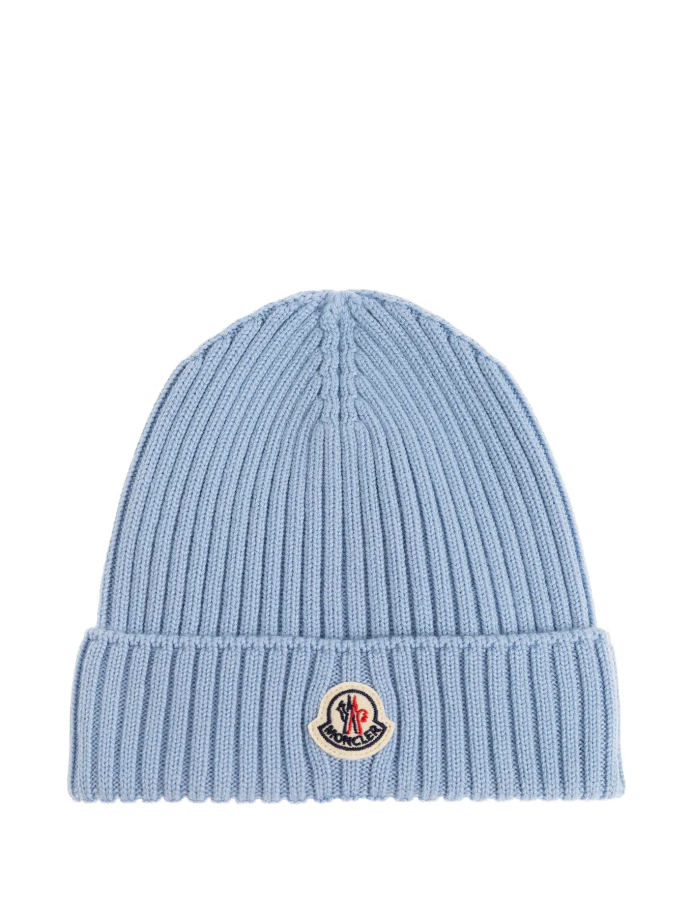 Moncler Enfant Geribbelde muts met logopatch Blauw
