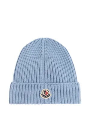 Moncler Enfant logo-appliqué Beanie | Blue | FARFETCH