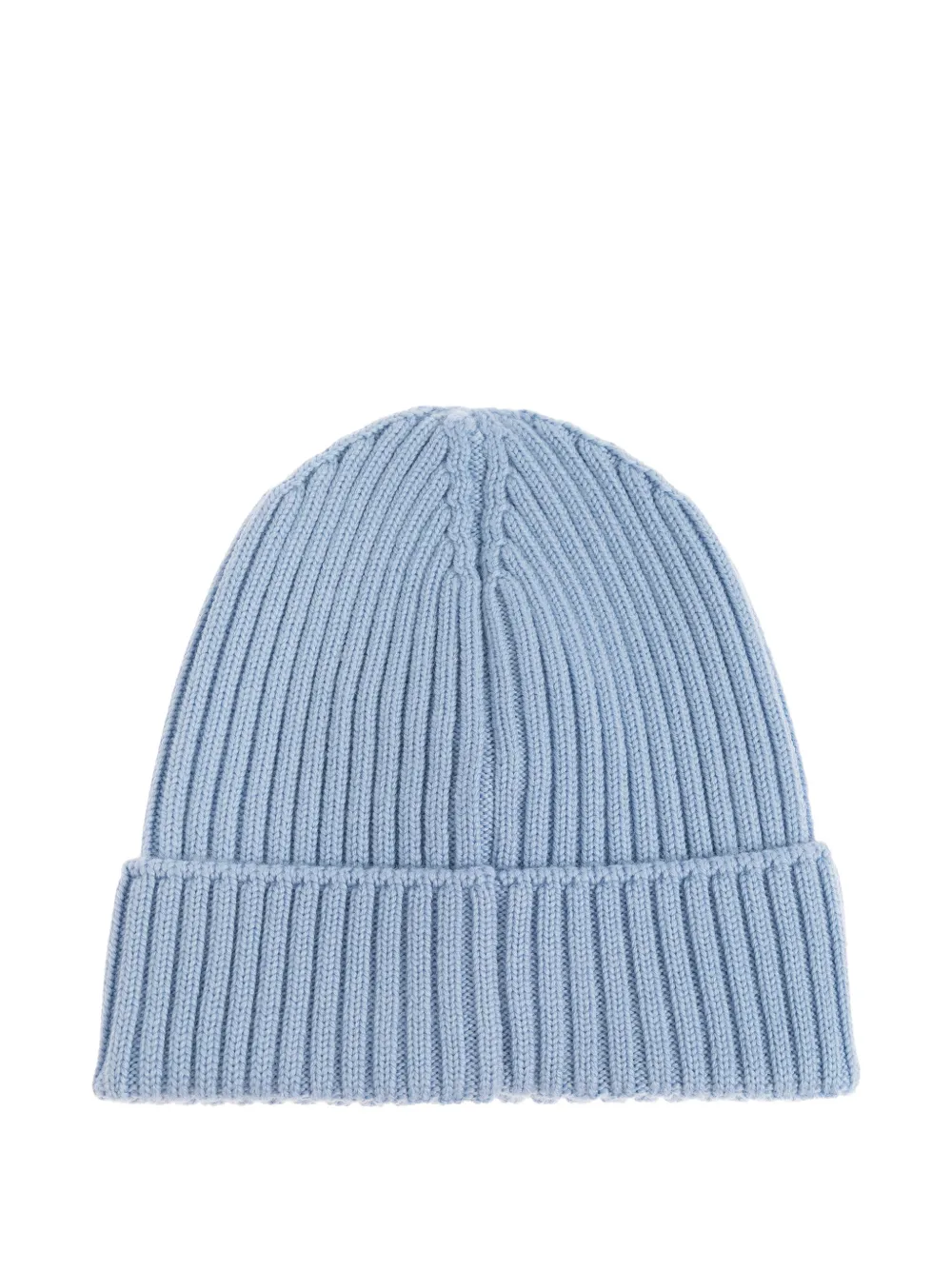 Moncler Enfant ribbed logo-patch beanie hat - Blauw