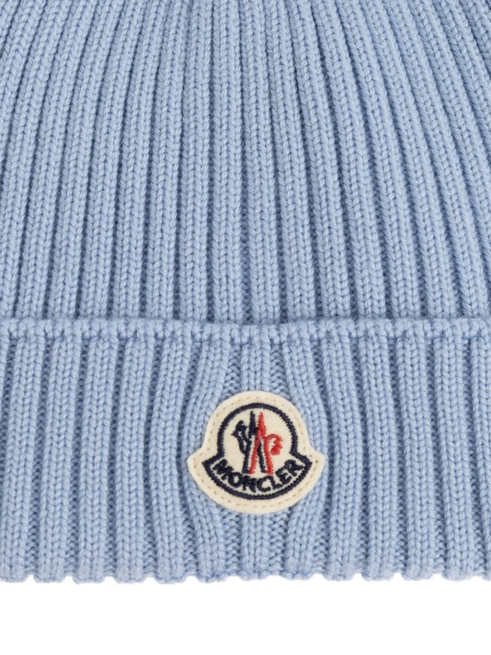  Moncler Enfant Ribbed Logo-patch Beanie Hat - Blue 