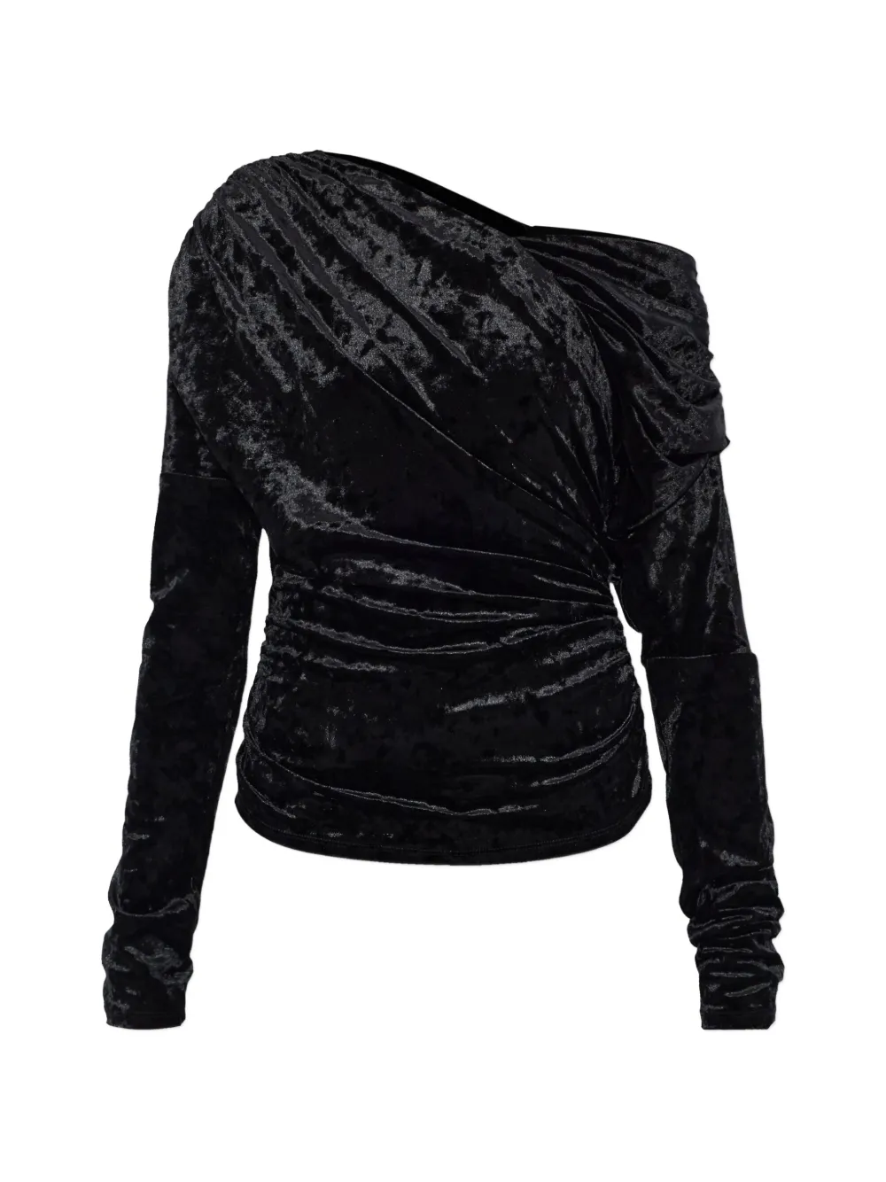 GANNI long-sleeve one-shoulder top - Nero