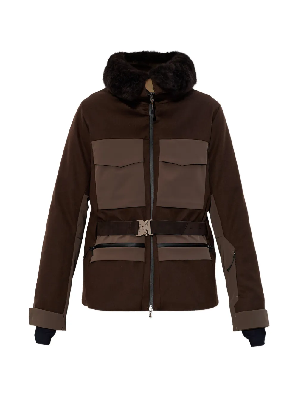 Sease collar belted jacket - Marrone