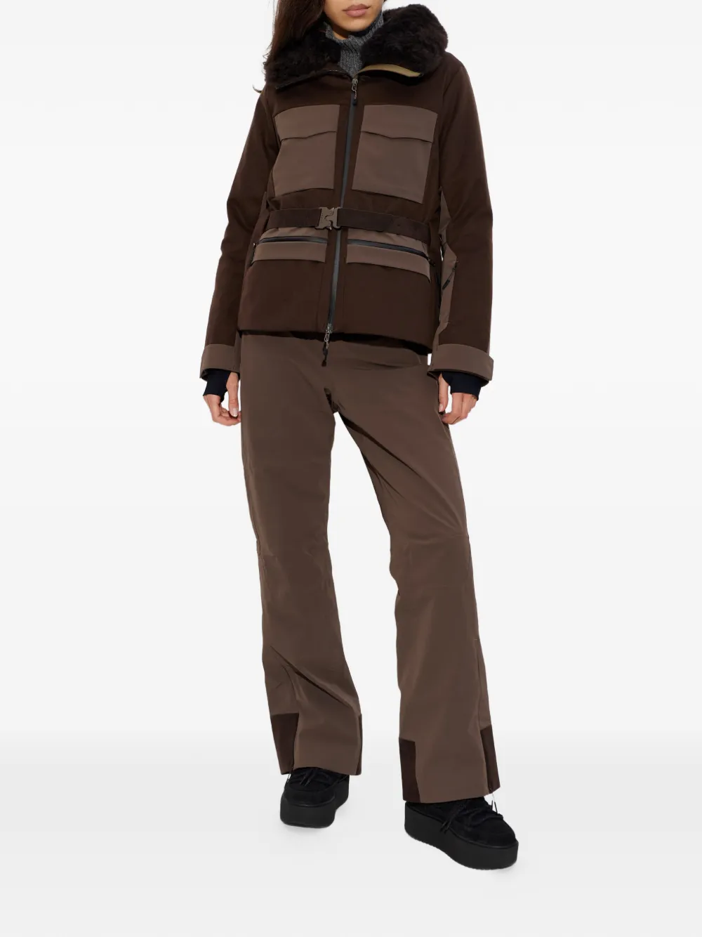  Sease Veste Ceinturée à Col Cranté - Marron 