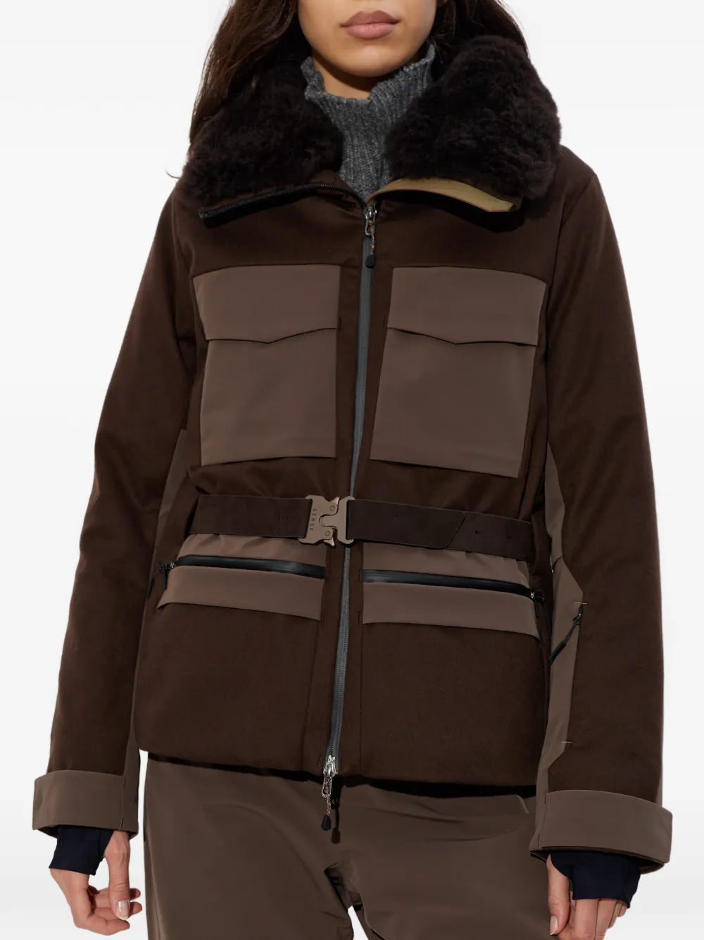  Sease Veste Ceinturée à Col Cranté - Marron 