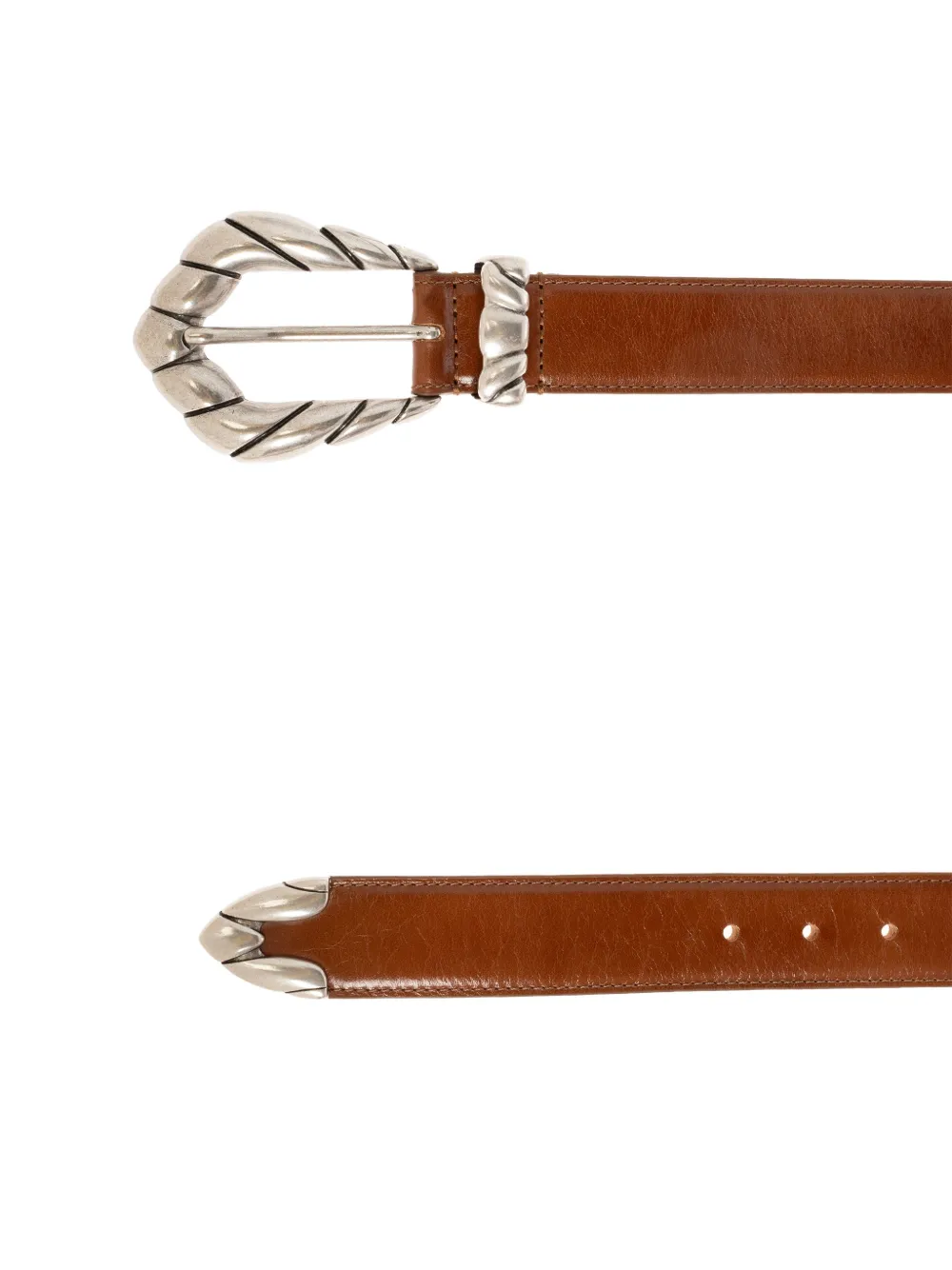  Iro Twisted-buckle Leather Belt - Brown 