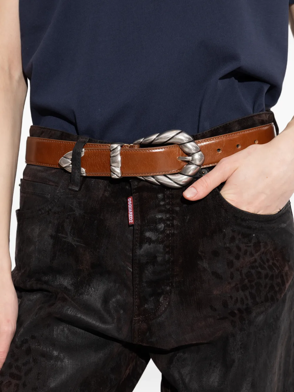 IRO Leren riem met gedraaide gesp Bruin
