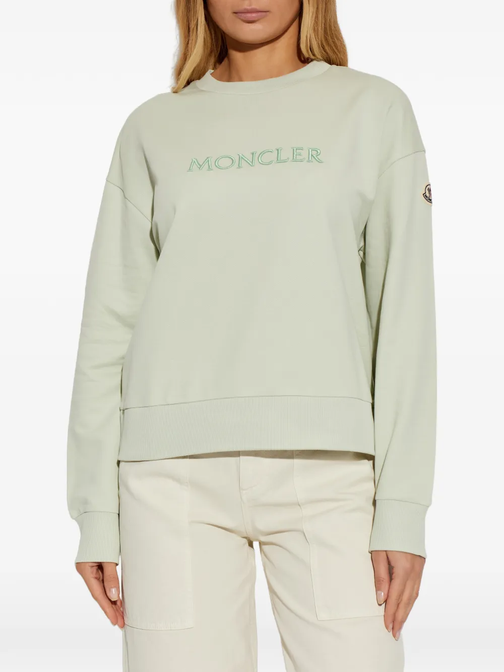  Moncler Logo-embroidered Sweatshirt - Neutrals 