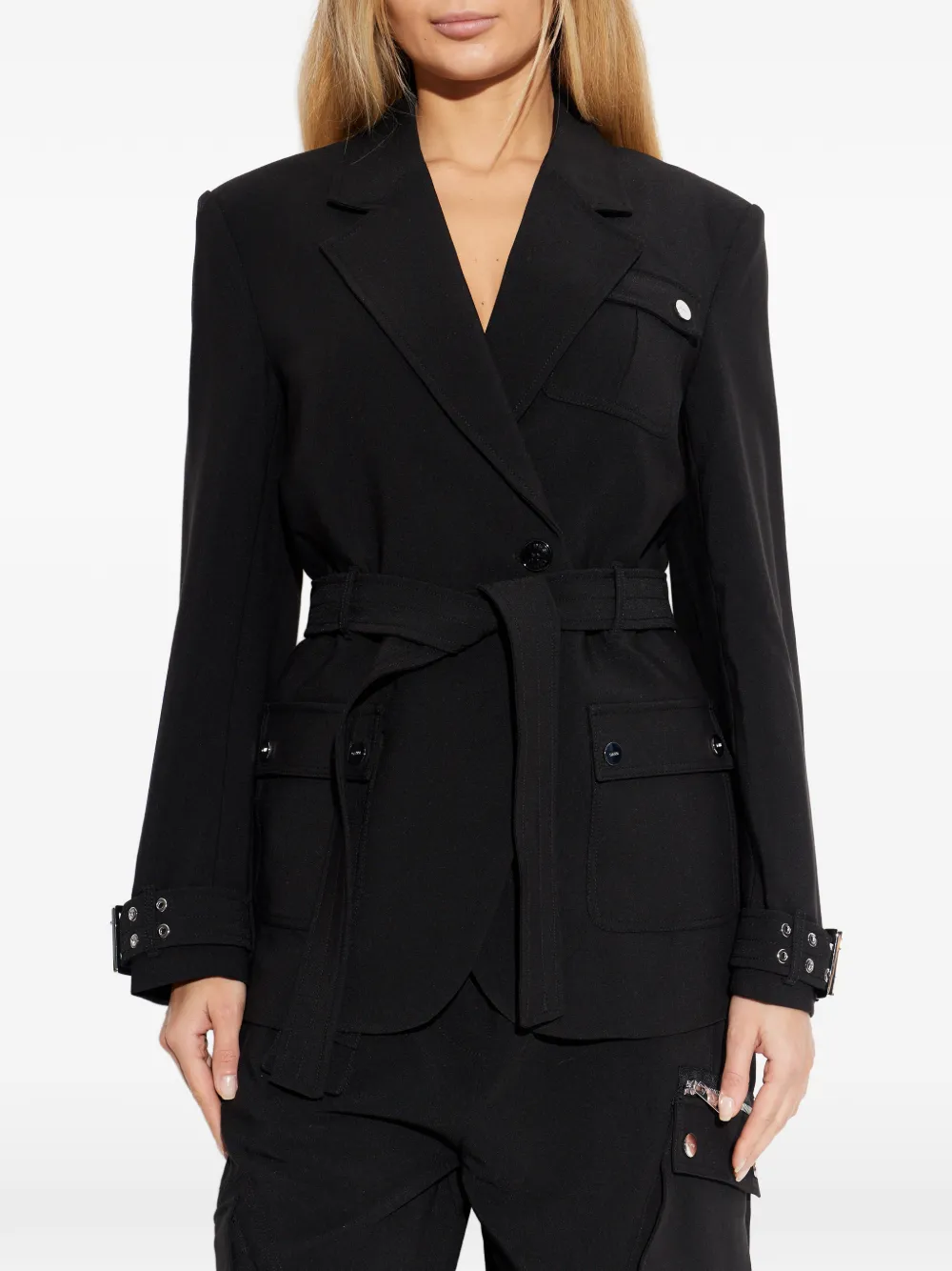  Ganni Veste Ceinturée à Revers Crantés - Noir 