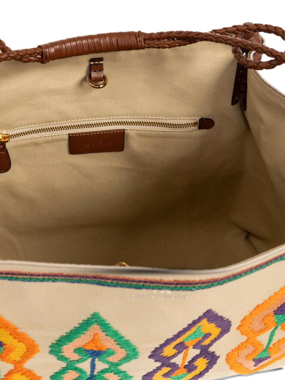 ETRO Medium canvas Libra shopper met borduurwerk Beige