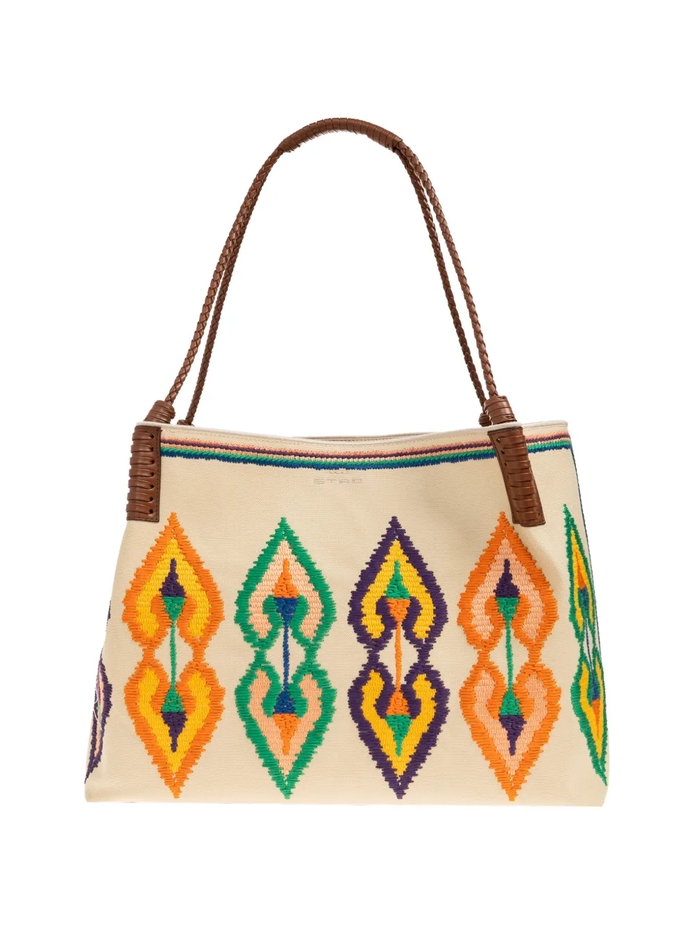 ETRO medium Libra embroidered braided-handle shoulder bag - Toni neutri