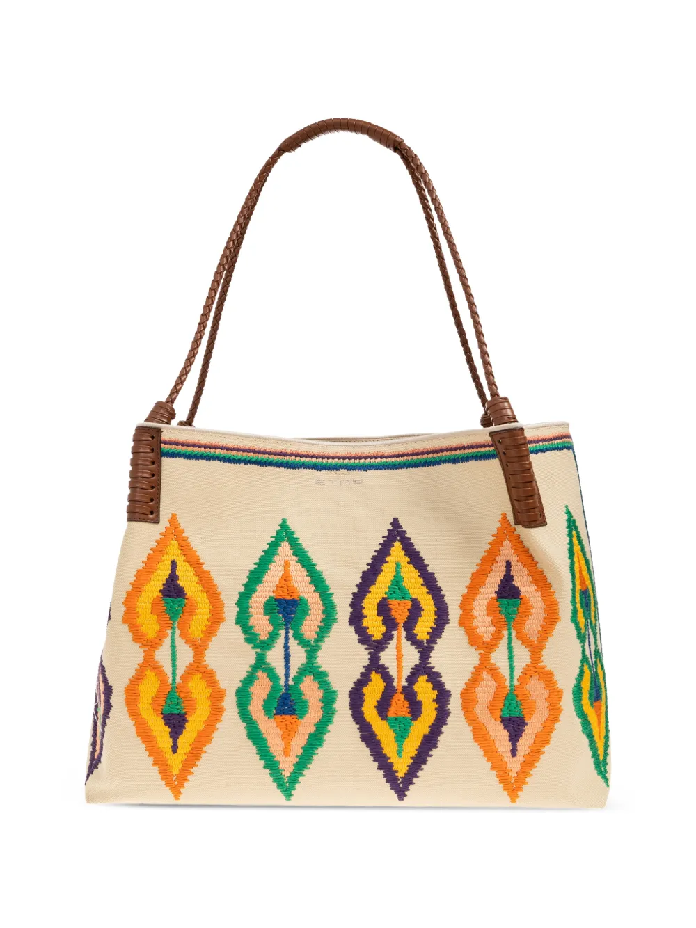 ETRO medium Libra embroidered braided-handle shoulder bag - Neutrals