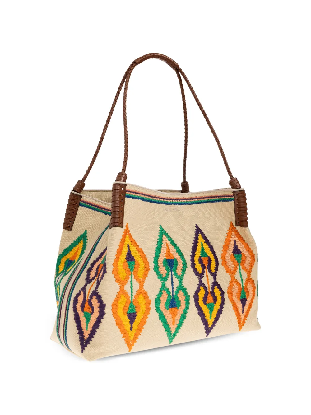 ETRO Medium canvas Libra shopper met borduurwerk Beige