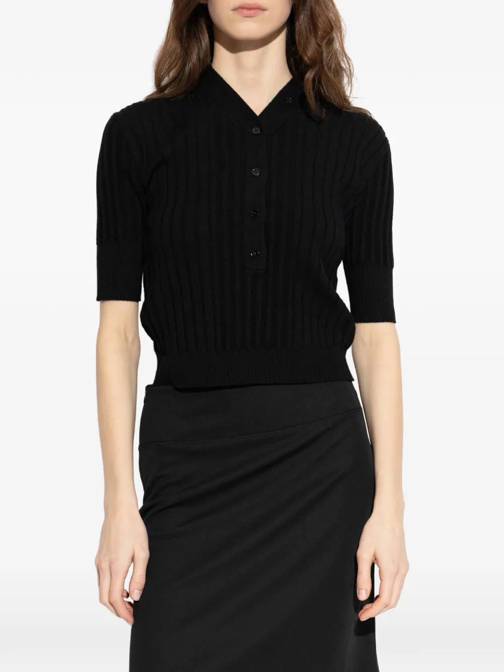  Iro Button Ribbed Sweater - Black 