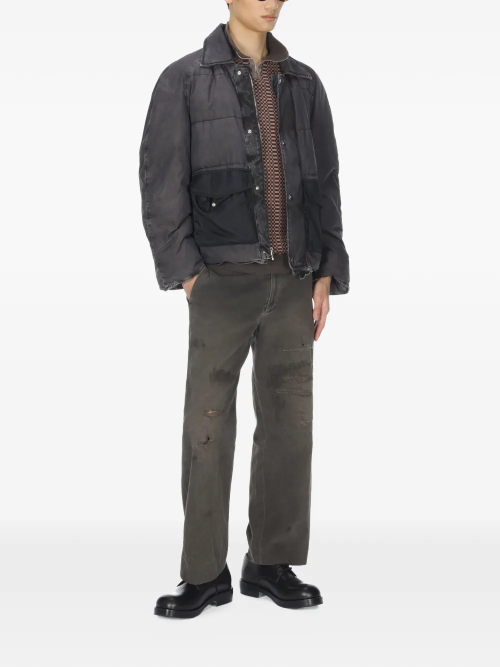 collared military puffer jacket