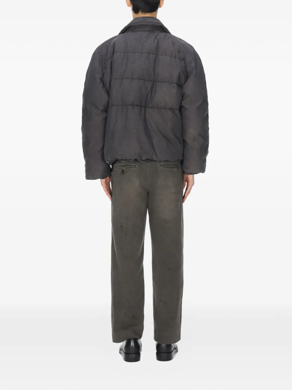 collared military puffer jacket