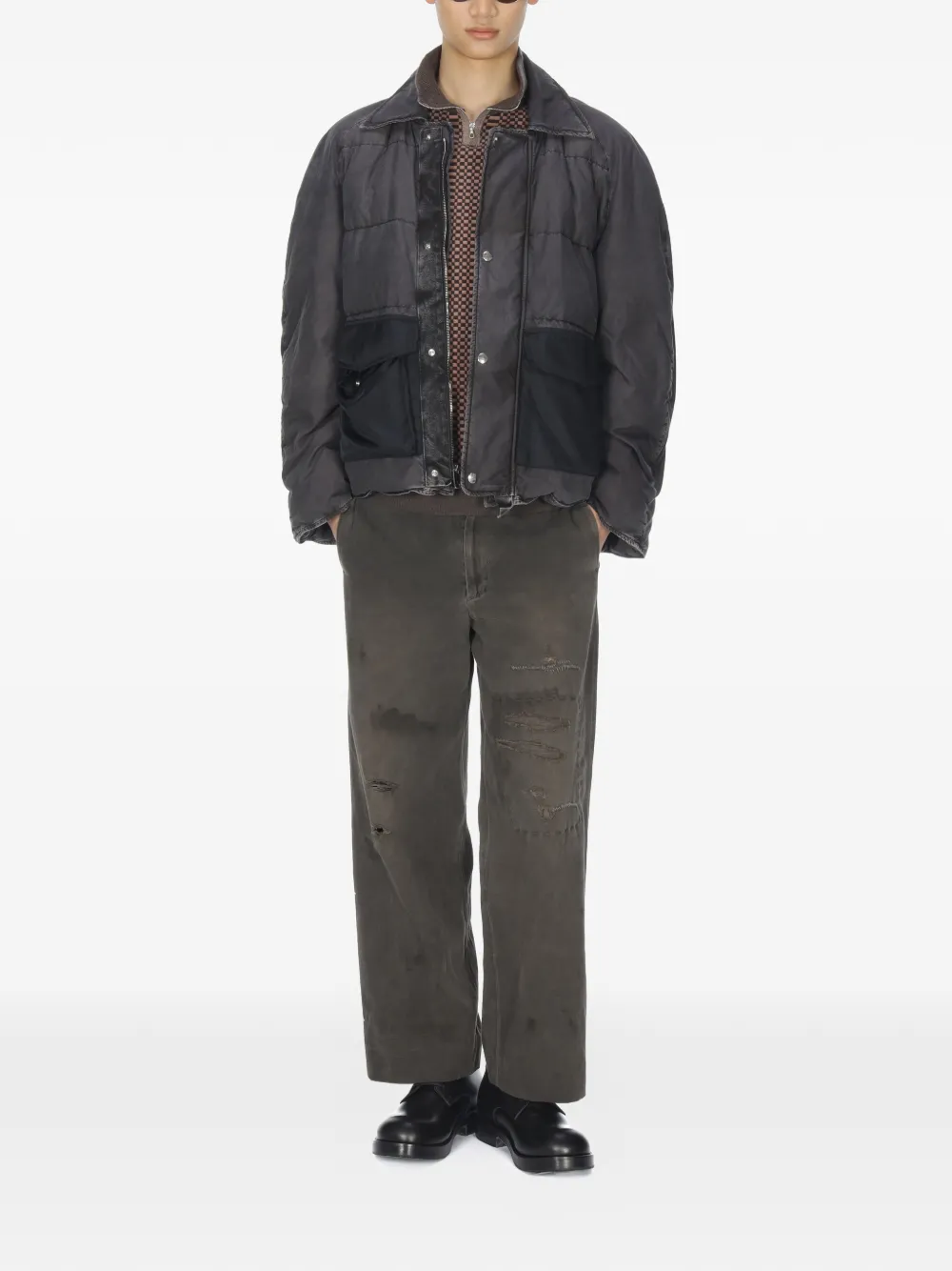 collared military puffer jacket