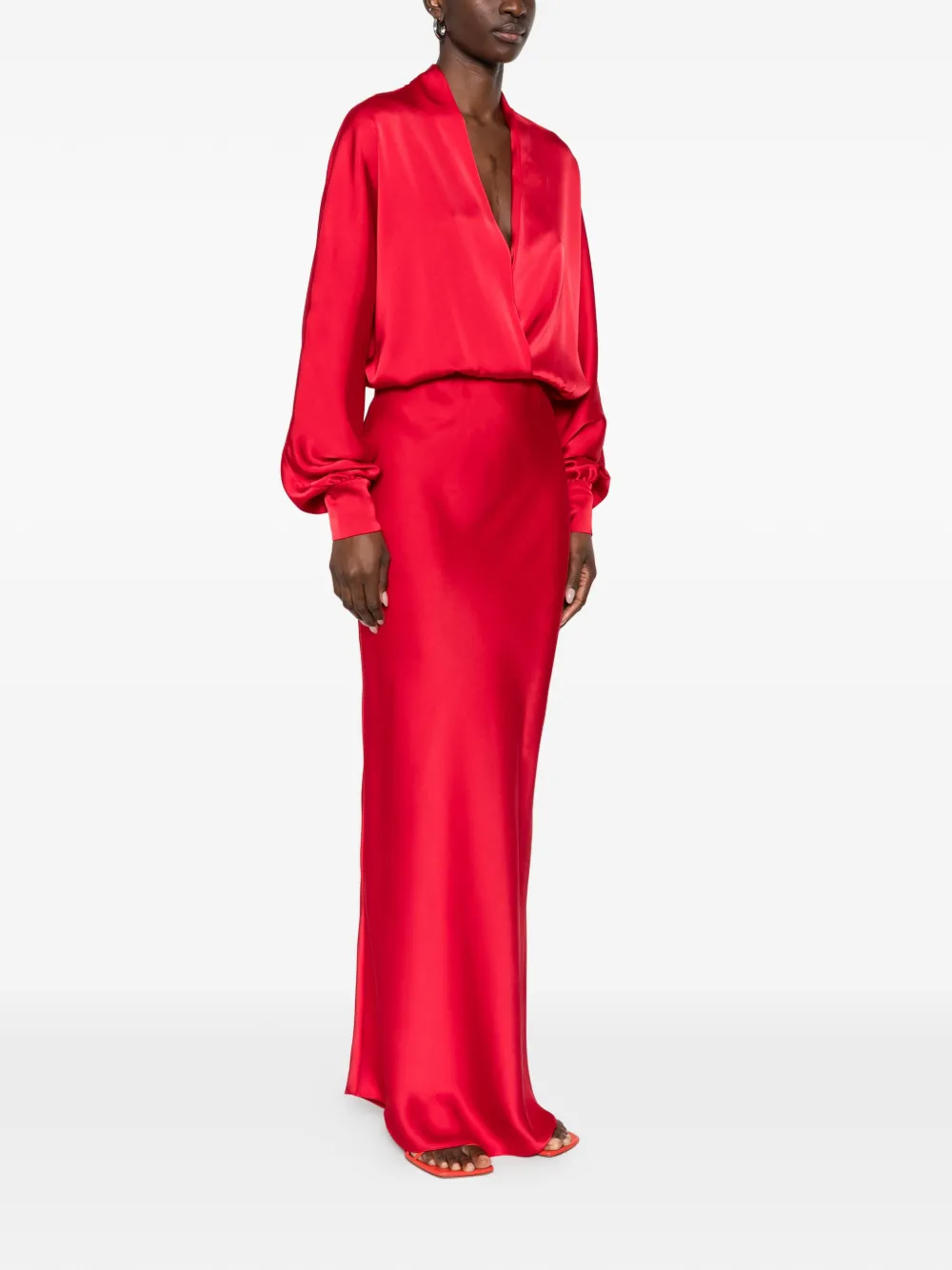 Atu Body Couture Midi-jurk met lange mouwen Rood