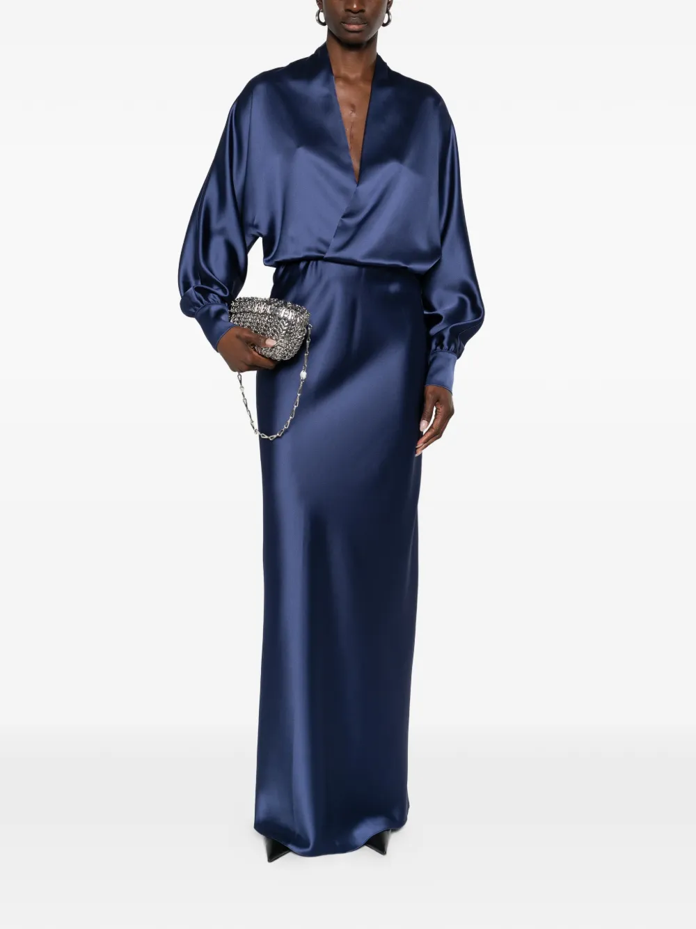 Atu Body Couture V-neck long-sleeve gown - Blauw