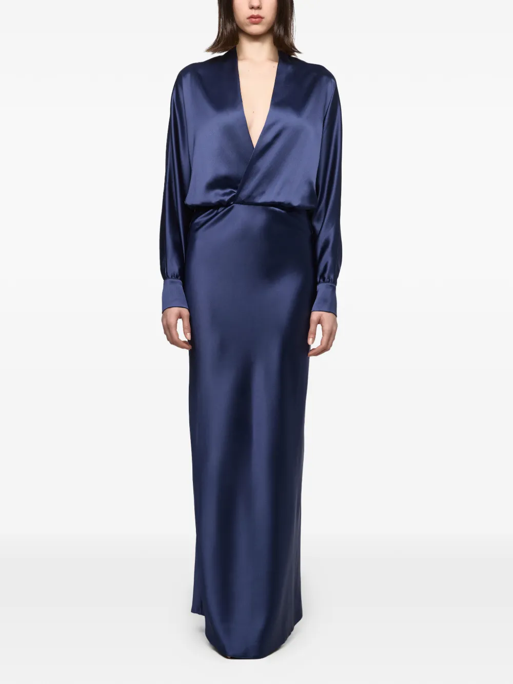 Atu Body Couture V-neck long-sleeve gown - Blau