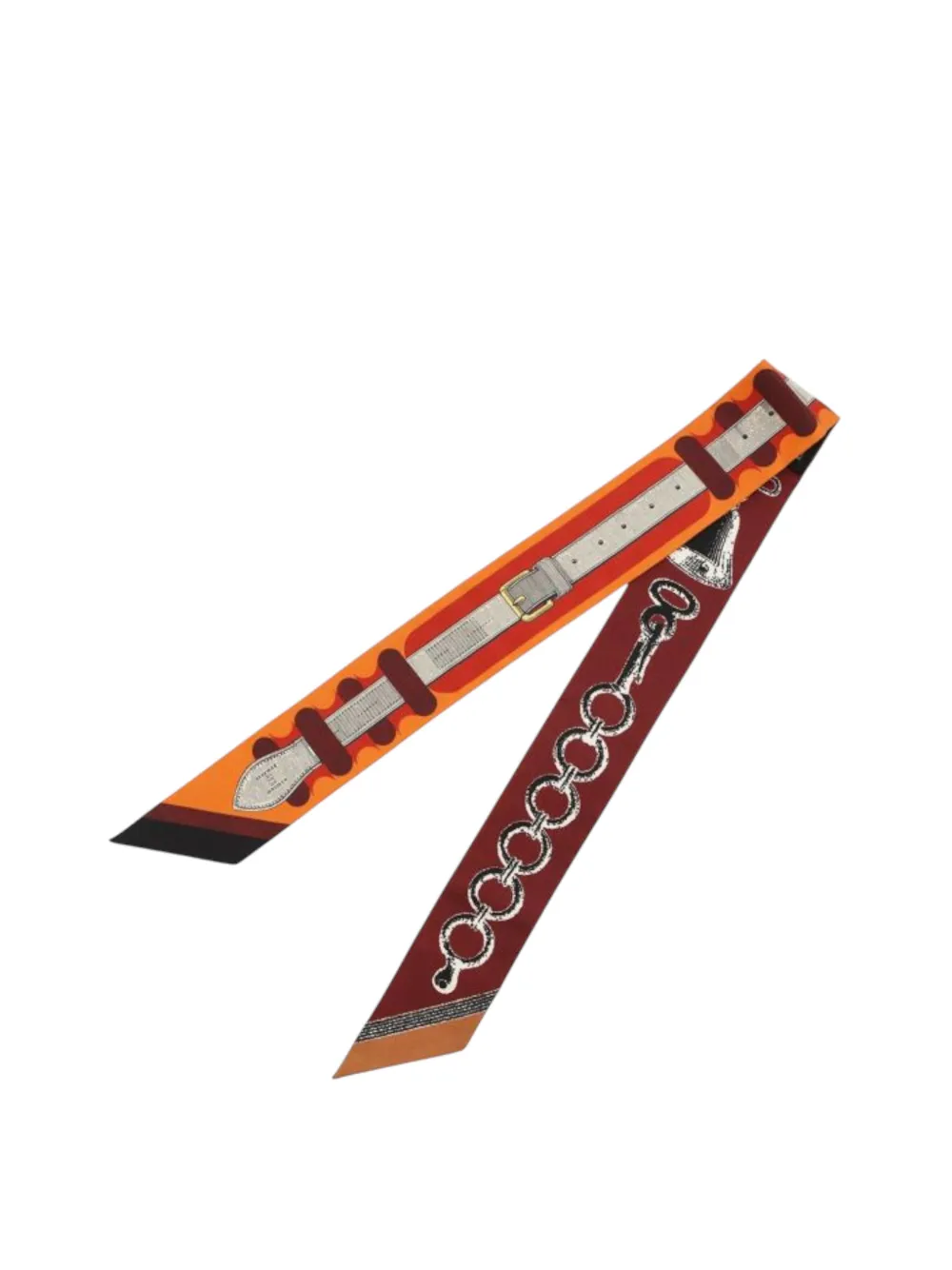 Hermès Pre-Owned 2025 Inventaire Poetique de Brides a Bloc Silk Twilly Scarf scarves - Arancione