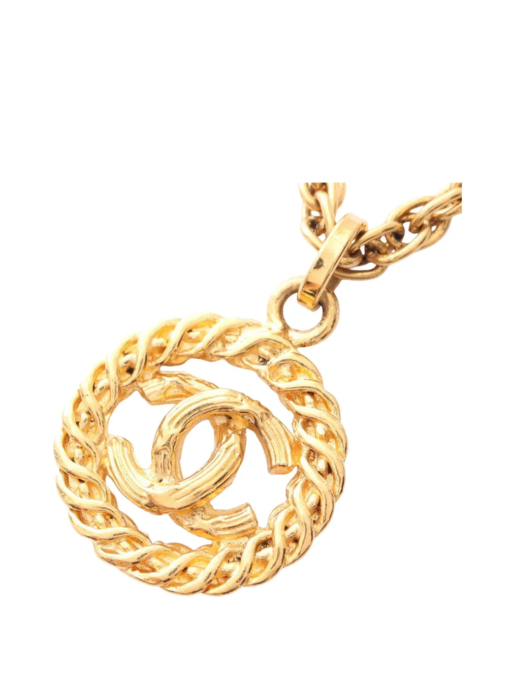 CHANEL Pre-Owned 1982 CC Gold Plated Round Pendant Necklace costume necklace - Oro