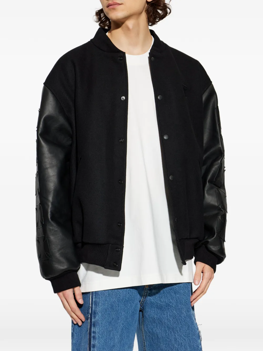  Vetements Star-print Embossed Bomber Jacket - Black 