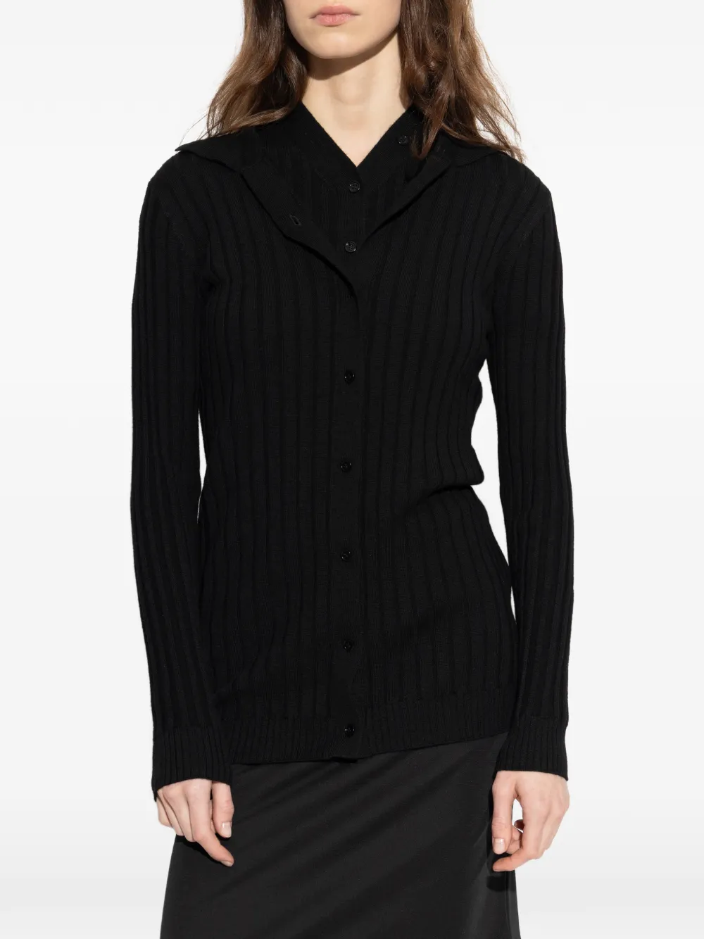  Iro Ribbed Buttoned Cardigan - Black 