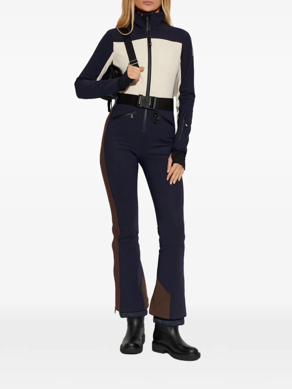 Moncler Grenoble belted colour-block ski suit - Blauw