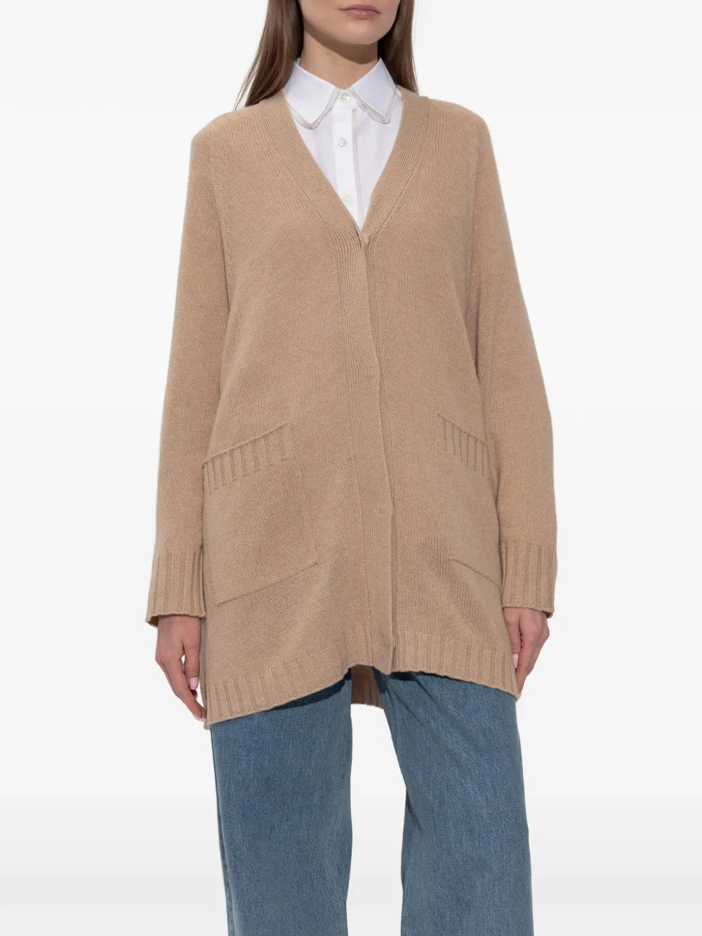 Fabiana Filippi Vest met V-hals en zak Beige
