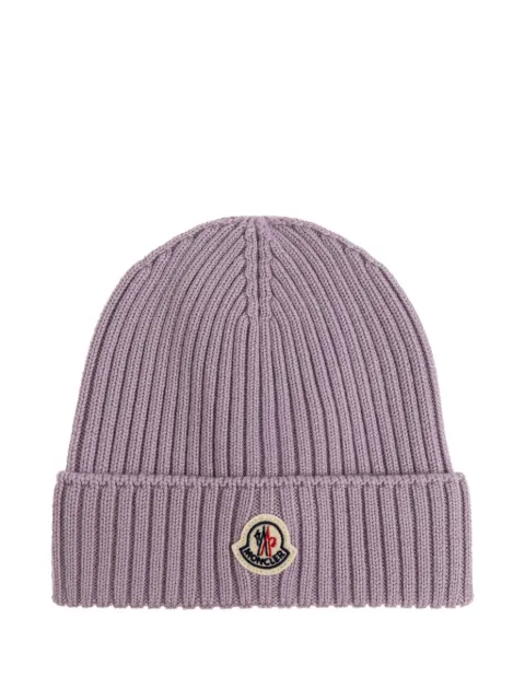 Moncler Enfant ribbed logo-patch beanie hat