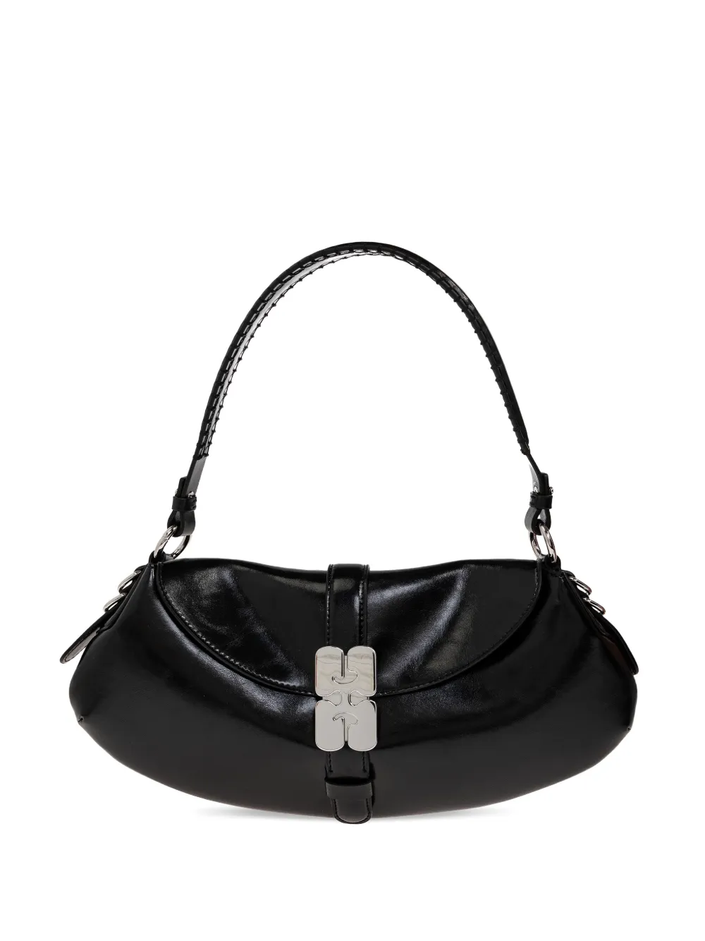 GANNI logo-buckle shoulder bag - Nero