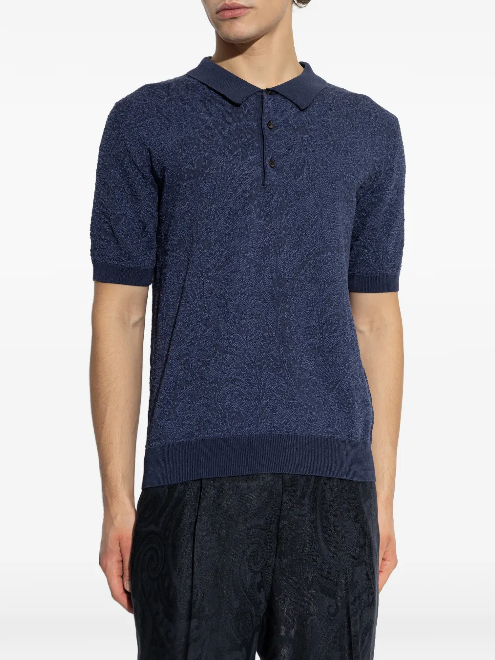 ETRO Poloshirt met paisley-print en knopen Blauw