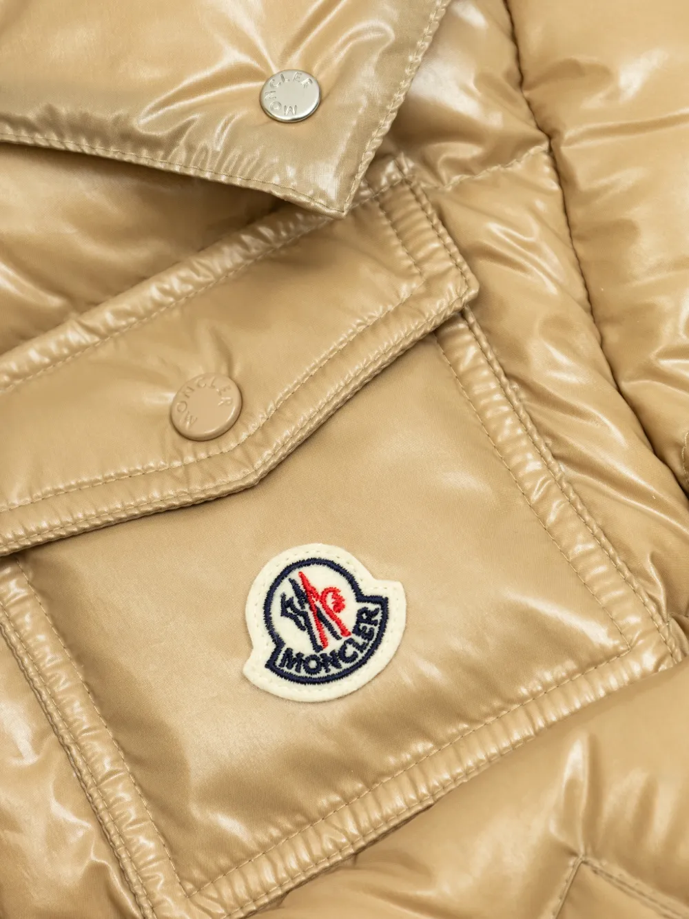 Moncler Enfant Jack met capuchon en zak Beige