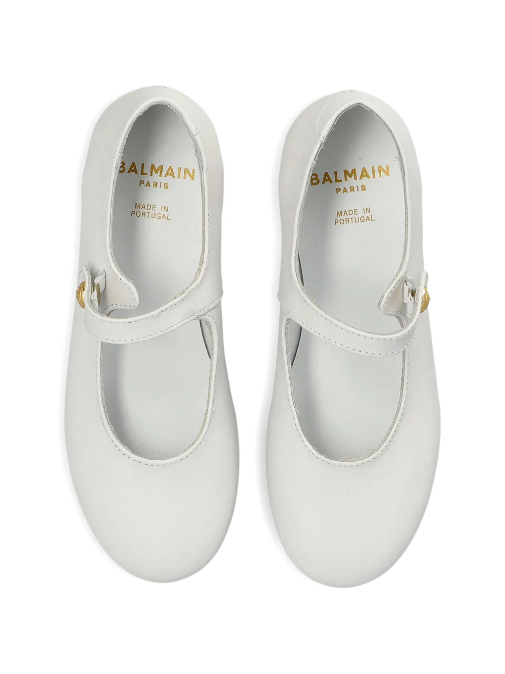 Balmain Kids leather ballet flats Wit