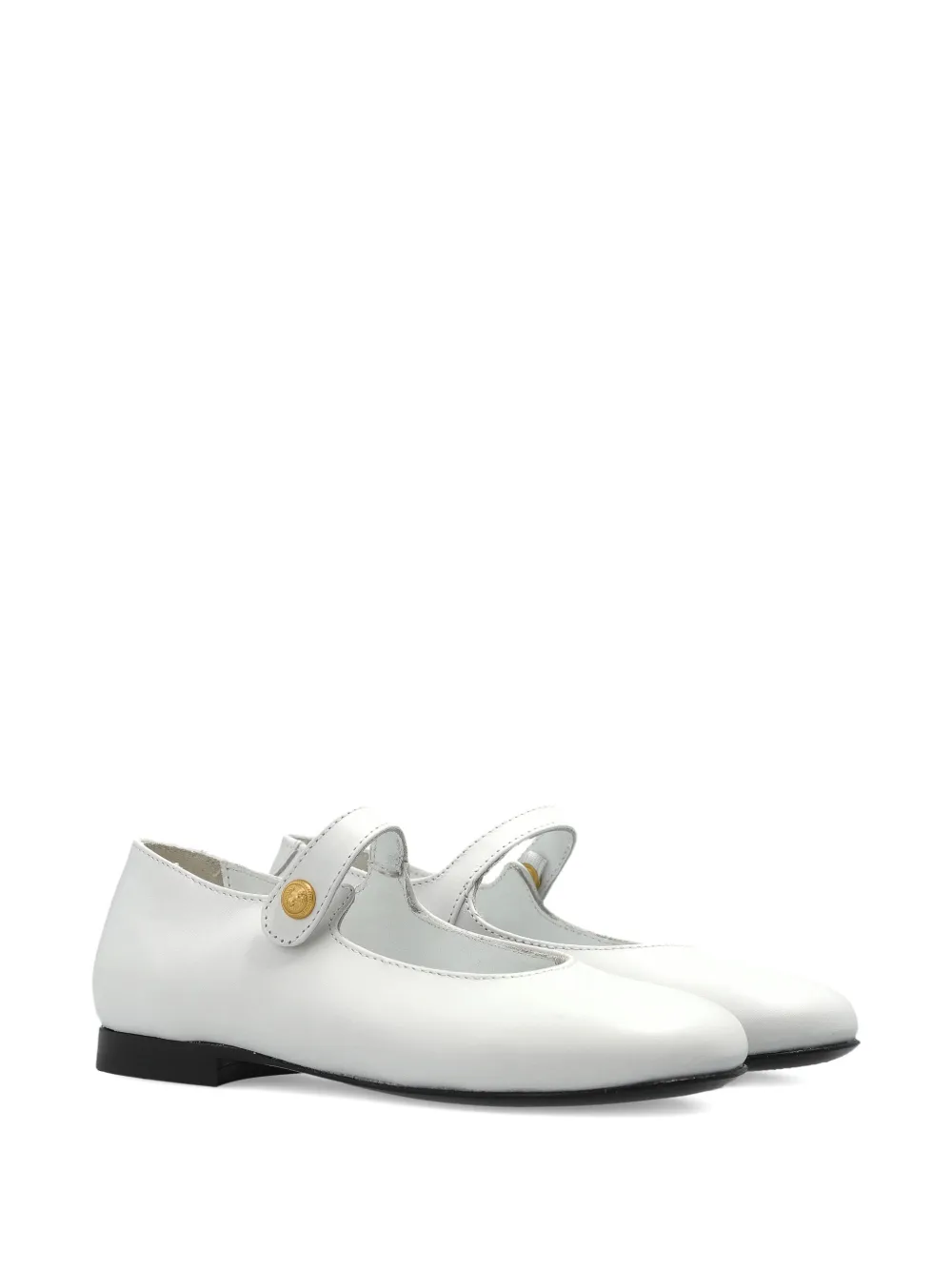 Balmain Kids leather ballet flats - Bianco