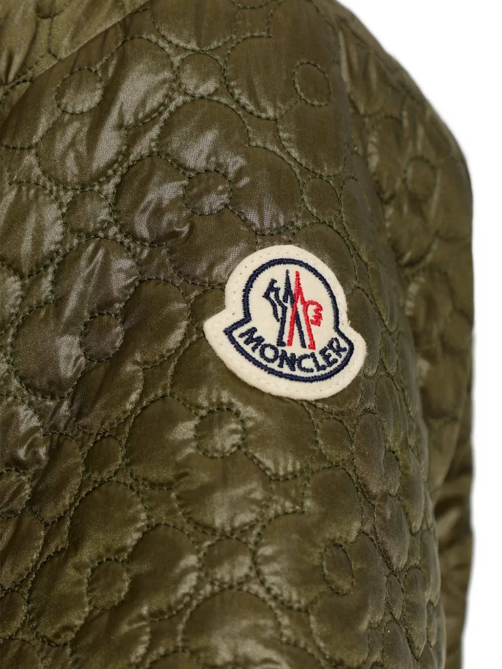 Moncler Flower gewatteerde top met korte mouwen Groen