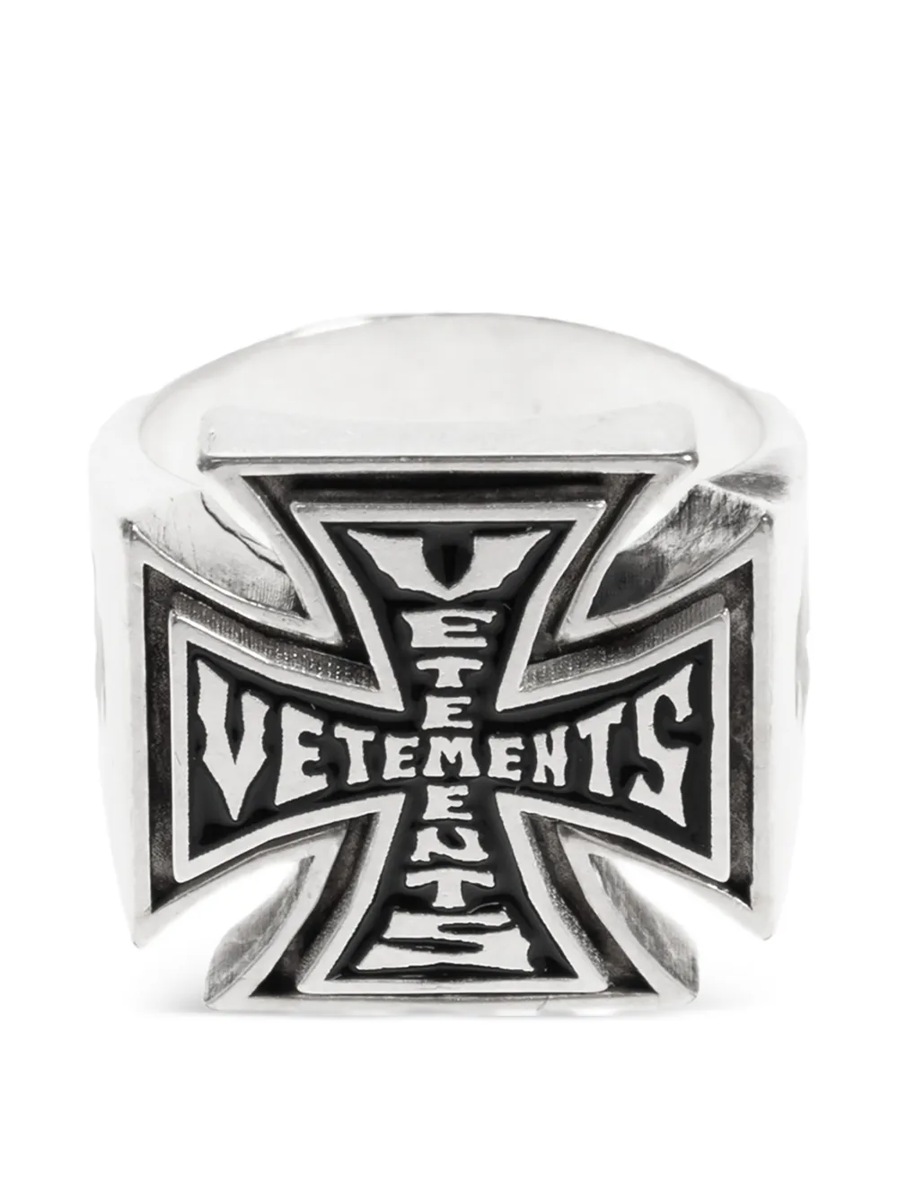 VETEMENTS cross signet ring - Argento